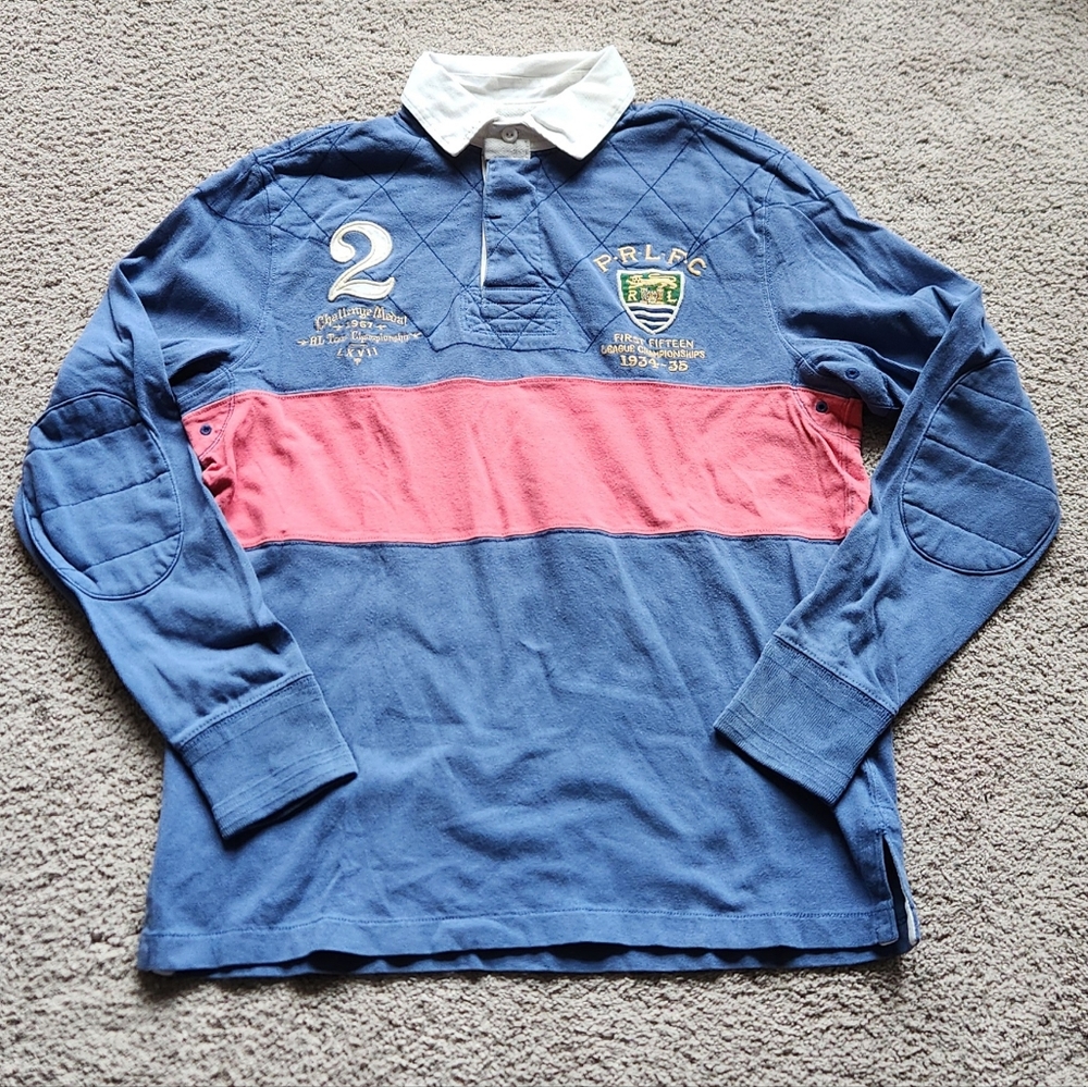 Polo by Ralph Lauren Blue and Pink Rugby Shirt